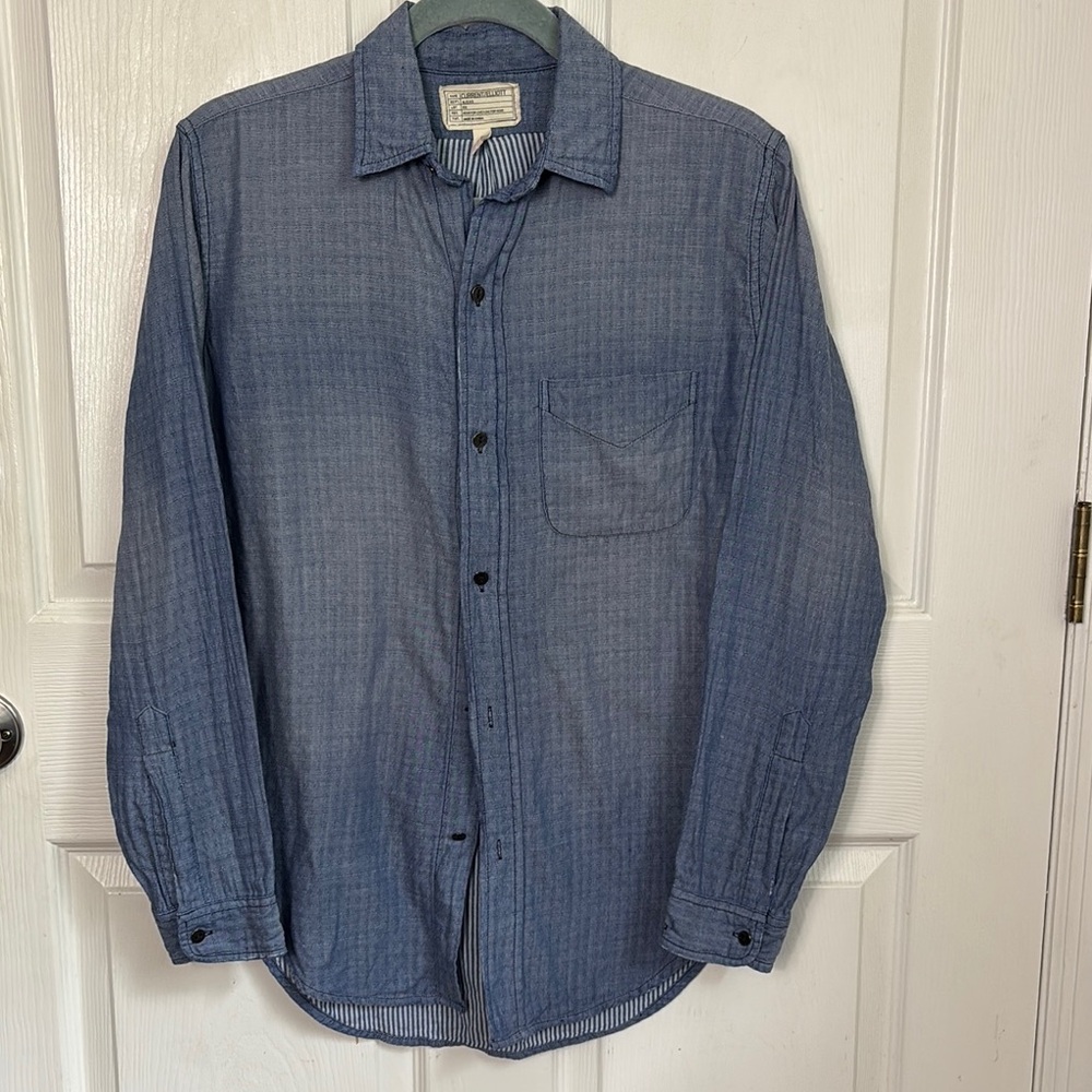 Current/Elliott The Prep School shirt Blue Chambray Button Down Shirt size 0 XS